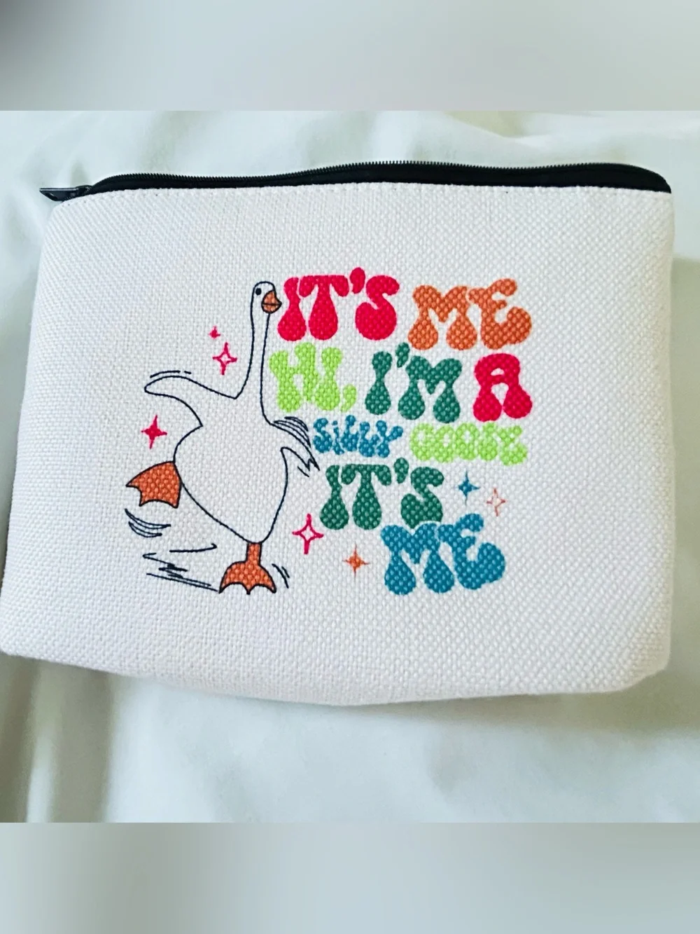 NWOT WCGXKO Silly Goose Novelty Canvas Makeup Bag